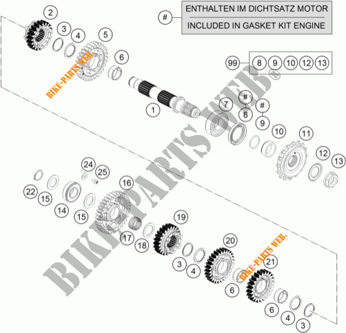 GETRIEBE VORGELEGEWELLE für KTM 690 DUKE ORANGE ABS 2016