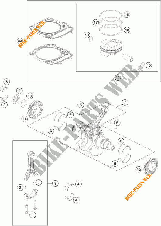 KURBELWELLE / KOLBEN für KTM 1290 SUPER DUKE GT ORANGE ABS 2016