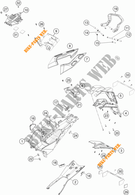 KOTFLÜGEL HINTEN für KTM 1290 SUPER DUKE GT GREY ABS 2016