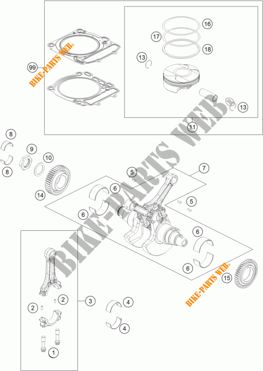 KURBELWELLE / KOLBEN für KTM 1290 SUPER DUKE GT GREY ABS 2016