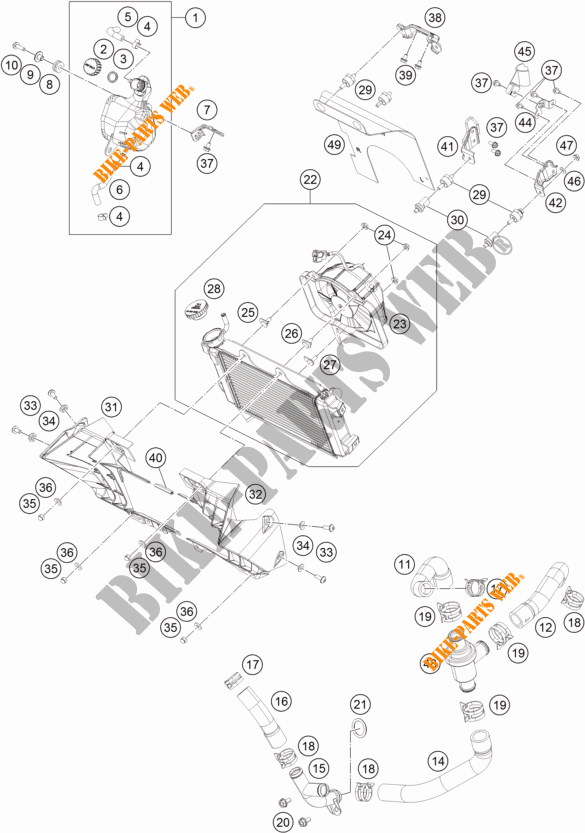 KÜHLSYSTEM für KTM 390 DUKE ORANGE 2018
