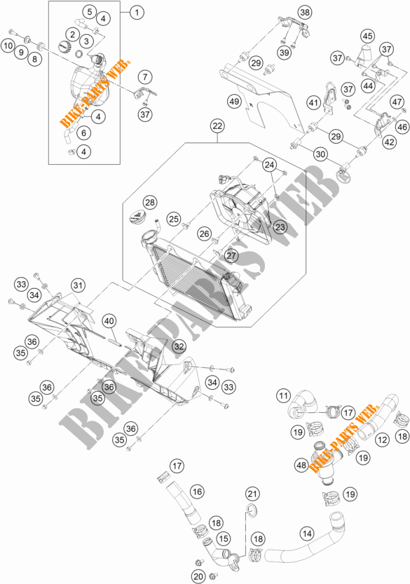 KÜHLSYSTEM für KTM 390 DUKE WHITE 2018
