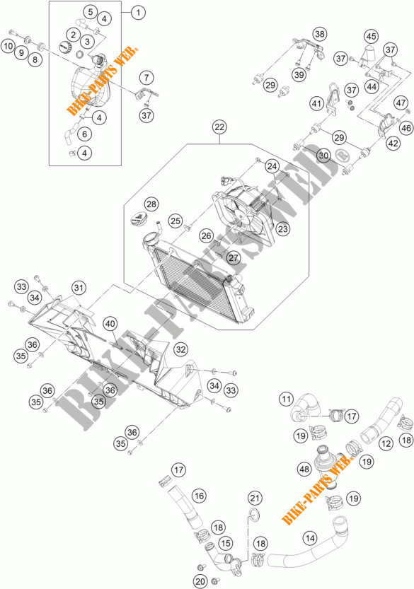 KÜHLSYSTEM für KTM 390 DUKE ORANGE 2017