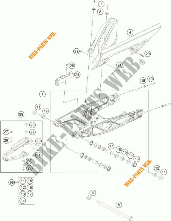 SCHWINGE für KTM 390 DUKE WHITE 2017