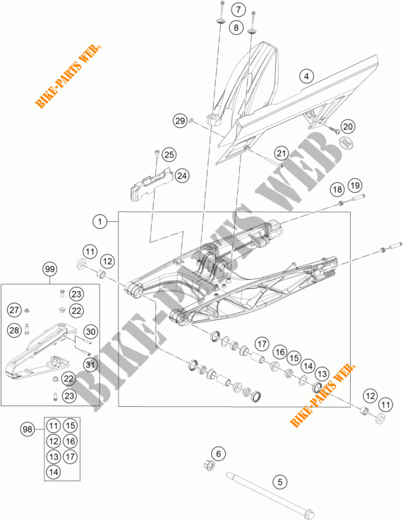 SCHWINGE für KTM 390 DUKE WHITE 2017