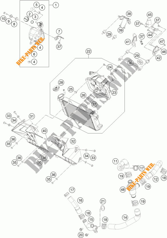 KÜHLSYSTEM für KTM 390 DUKE ORANGE 2017