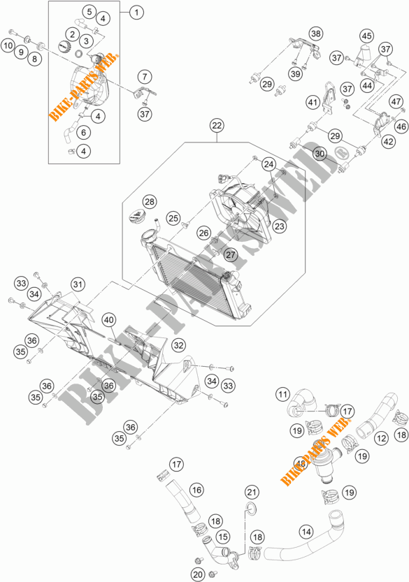 KÜHLSYSTEM für KTM 390 DUKE WHITE 2017