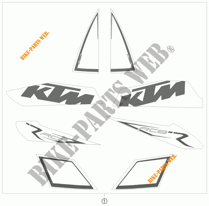 AUFKLEBER für KTM 1190 RC8 R TRACK 2012