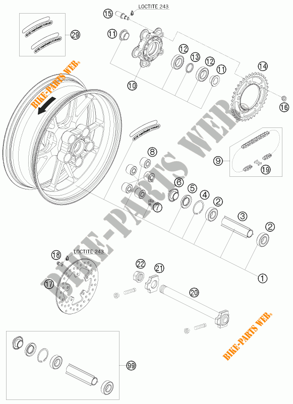 HINTERRADFELGE für KTM 1190 RC8 R TRACK 2012
