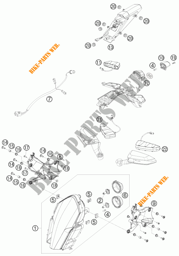 SCHEINWERFER / RÜCKLICHT für KTM 1190 RC8 R TRACK 2012
