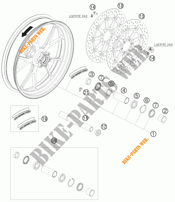 VORDERRADFELGE für KTM 1190 RC8 R TRACK 2012