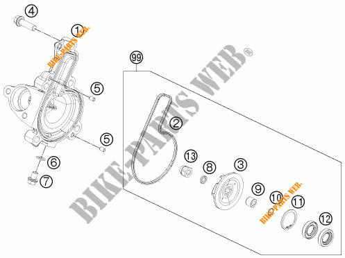 WASSERPUMPE für KTM 390 DUKE WHITE ABS 2015