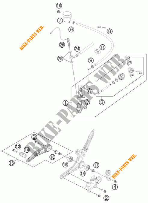 BREMSPUMPE HINTEN für KTM 1190 RC8 R WHITE 2015