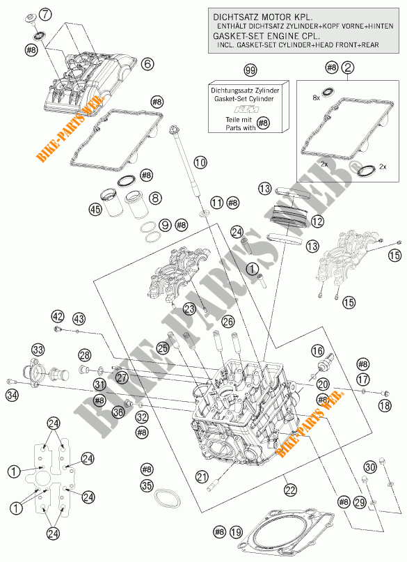 ZYLINDERKOPF VORNE für KTM 1190 RC8 R WHITE 2015