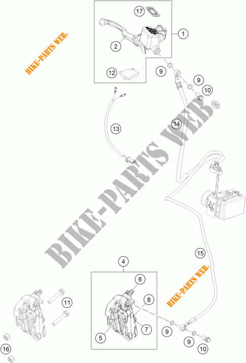BREMSZANGE VORNE für KTM 390 DUKE WHITE ABS 2015