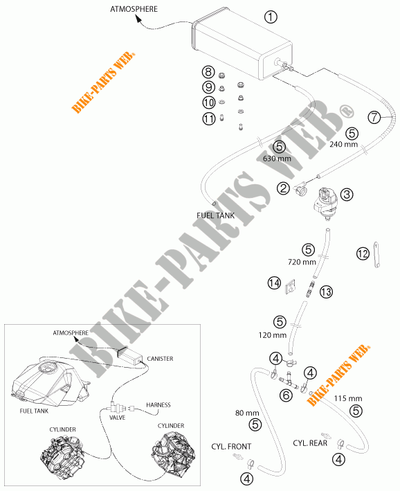 EVAPORATIVE CANISTER für KTM 1190 RC8 R WHITE 2015