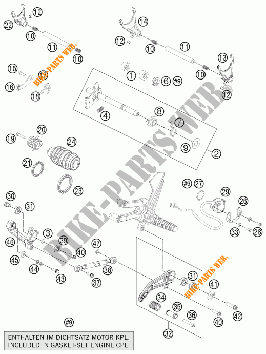 GETRIEBE SCHALT für KTM 1190 RC8 R WHITE 2015