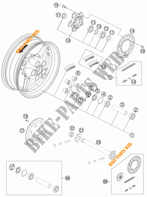 HINTERRADFELGE für KTM 1190 RC8 R WHITE 2015