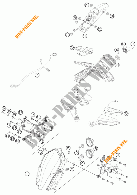 SCHEINWERFER / RÜCKLICHT für KTM 1190 RC8 R WHITE 2015
