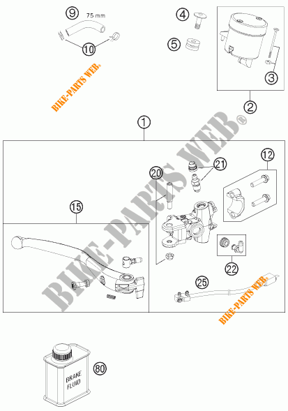 BREMSPUMPE VORNE für KTM 1190 RC8 R WHITE 2015