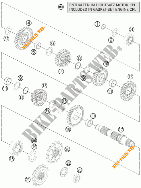 GETRIEBE VORGELEGEWELLE für KTM 1190 RC8 R WHITE 2015