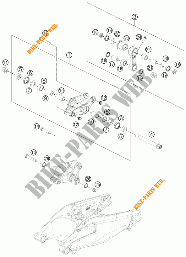 UMLENKUNG STOßDÄMPFER PRO LEVER für KTM 1190 RC8 R WHITE 2015