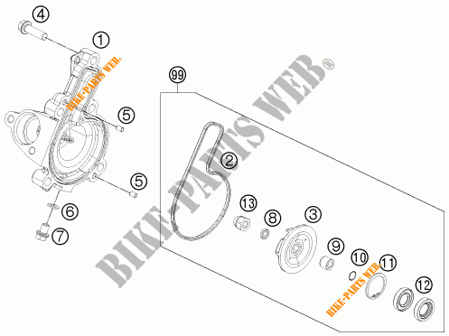 WASSERPUMPE für KTM 390 DUKE WHITE ABS 2014