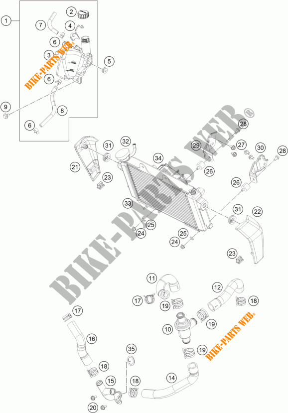 KÜHLSYSTEM für KTM 390 DUKE WHITE ABS 2014