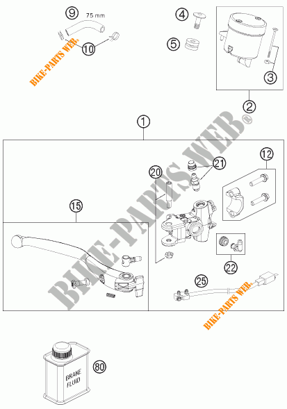 BREMSPUMPE VORNE für KTM 1190 RC8 R WHITE 2015