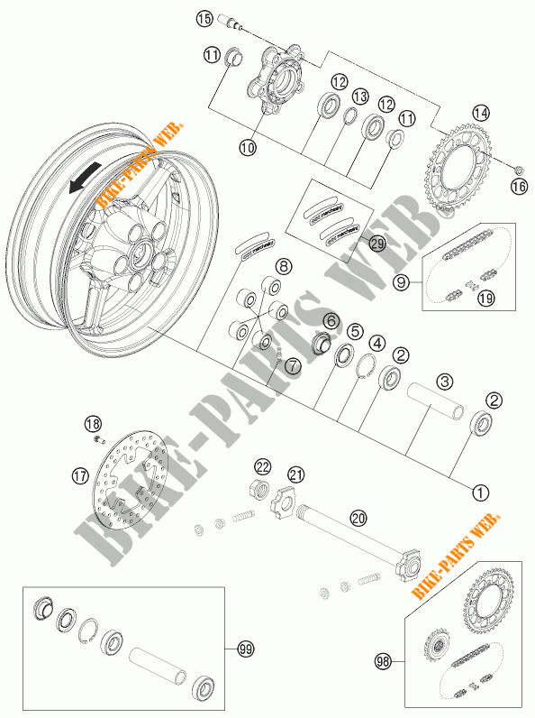 HINTERRADFELGE für KTM 1190 RC8 R WHITE 2015