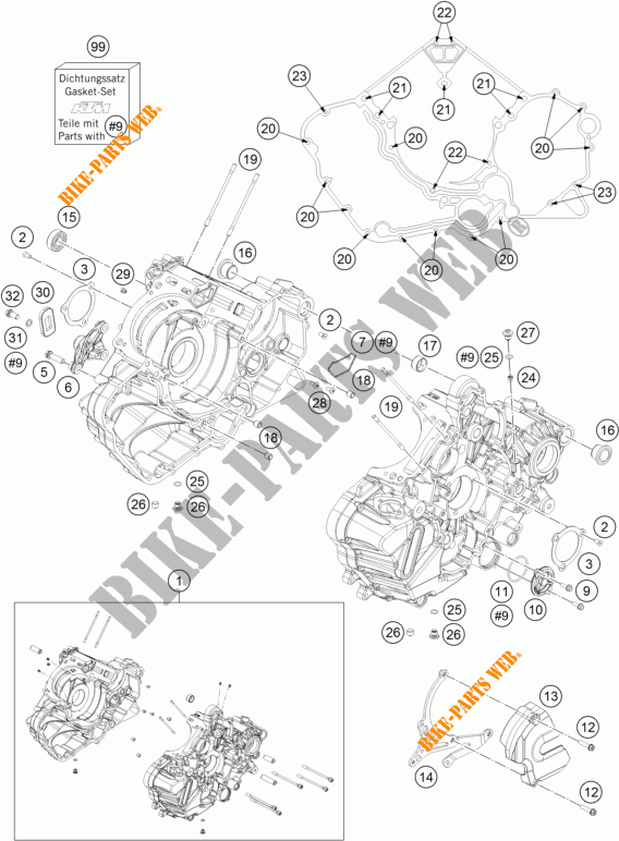 MOTORGEHÄUSE für KTM 1190 RC8 R WHITE 2015