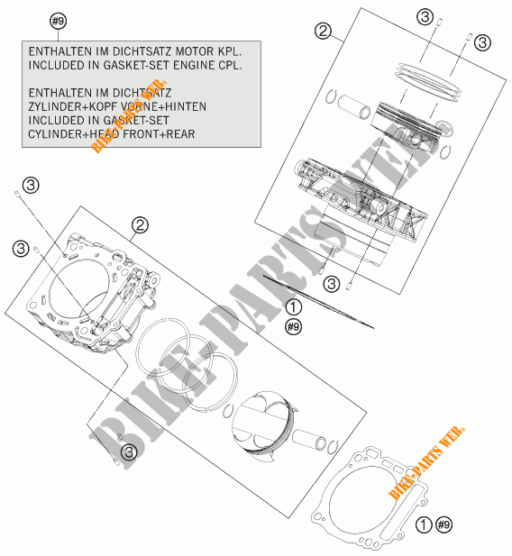 ZYLINDER für KTM 1190 RC8 R WHITE 2015