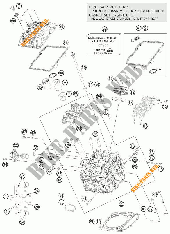 ZYLINDERKOPF VORNE für KTM 1190 RC8 R WHITE 2015
