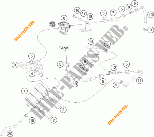 EVAPORATIVE CANISTER für KTM 250 DUKE ORANGE 2018