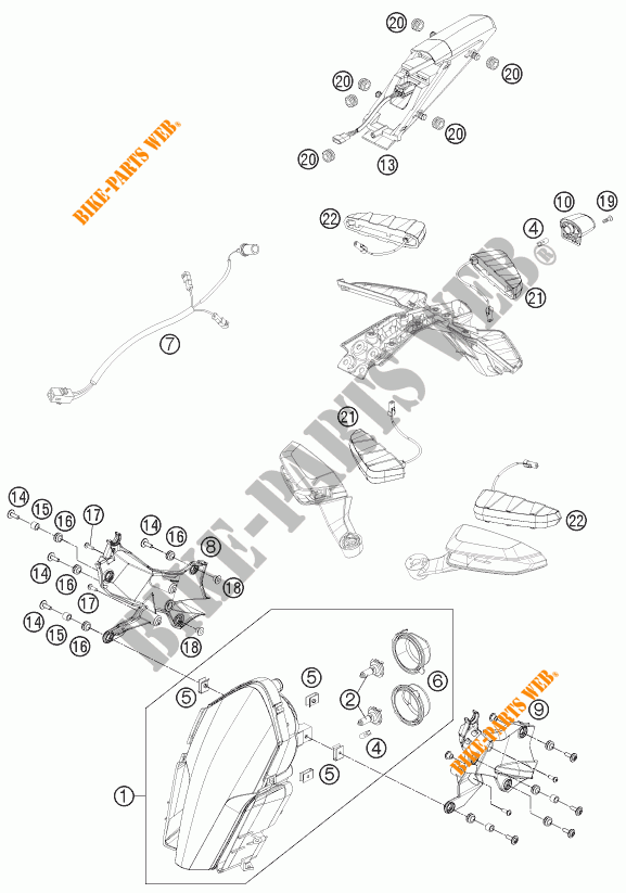 SCHEINWERFER / RÜCKLICHT für KTM 1190 RC8 R WHITE 2014