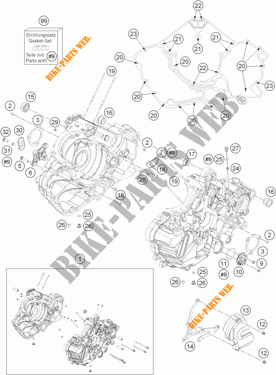 MOTORGEHÄUSE für KTM 1190 RC8 R WHITE 2014