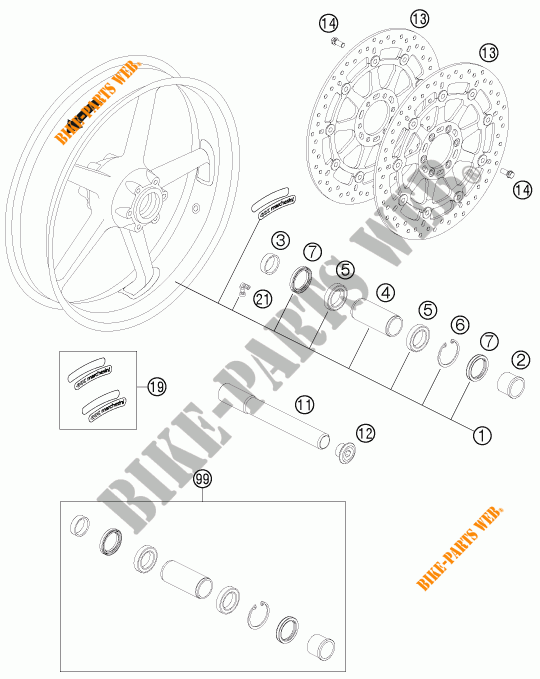 VORDERRADFELGE für KTM 1190 RC8 R WHITE 2014