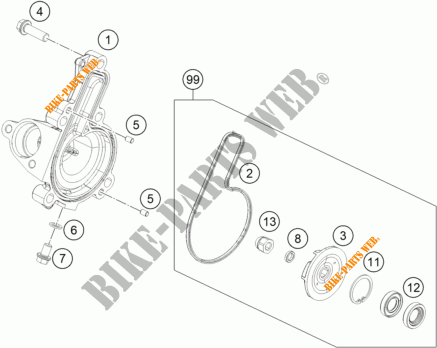 WASSERPUMPE für KTM 200 DUKE WHITE NON ABS 2018
