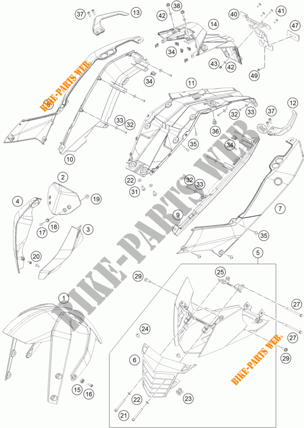 PLASTIK für KTM 200 DUKE ORANGE NON ABS 2016