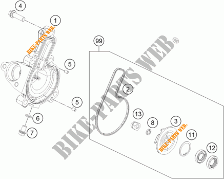 WASSERPUMPE für KTM 200 DUKE ORANGE NON ABS 2016
