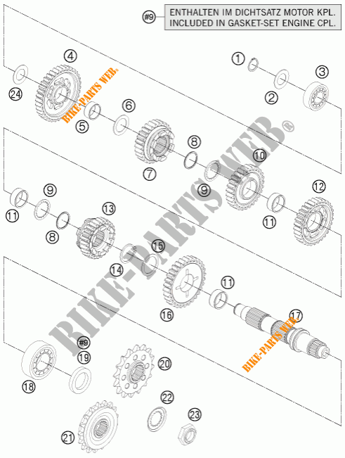 GETRIEBE VORGELEGEWELLE für KTM 1190 RC8 R WHITE 2013