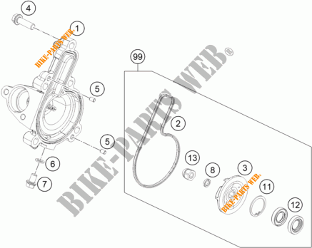 WASSERPUMPE für KTM 200 DUKE WHITE NON ABS 2015