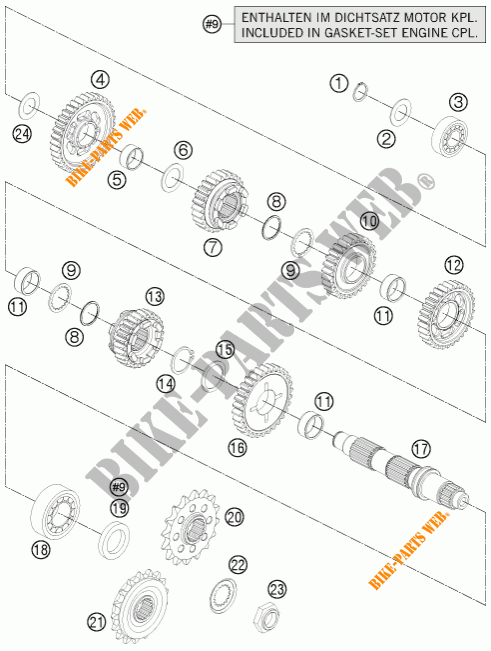GETRIEBE VORGELEGEWELLE für KTM 1190 RC8 R WHITE 2013
