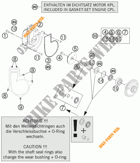 WASSERPUMPE für KTM 1190 RC8 R WHITE 2013
