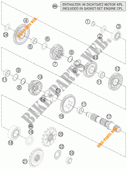 GETRIEBE VORGELEGEWELLE für KTM 1190 RC8 R WHITE 2012