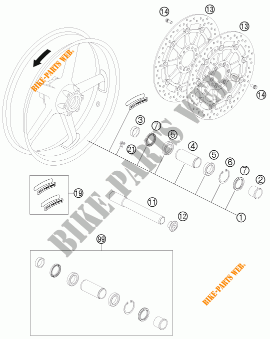VORDERRADFELGE für KTM 1190 RC8 R WHITE 2012