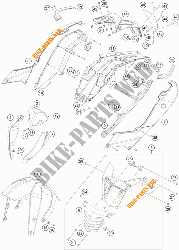 PLASTIK für KTM 125 DUKE WHITE ABS 2015