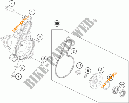 WASSERPUMPE für KTM 125 DUKE WHITE ABS 2015