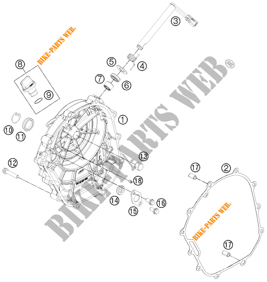 DECKEL KUPPLUNG für KTM 125 DUKE WHITE ABS BAJ.DIR. 2013 EU F8003M7 2013 EU F8003M7 2013