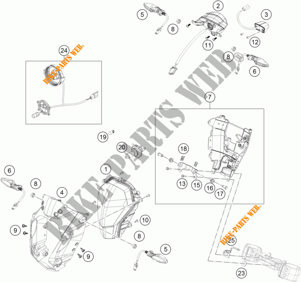 SCHEINWERFER / RÜCKLICHT für KTM 125 DUKE WHITE ABS 2013